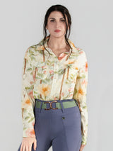 Dapplebay Vintage Floral Breezy Button Up Top-Tan