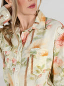 Dapplebay Vintage Floral Breezy Button Up Top-Tan