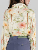 Dapplebay Vintage Floral Breezy Button Up Top-Tan