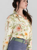 Dapplebay Vintage Floral Breezy Button Up Top-Tan