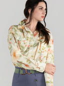 Dapplebay Vintage Floral Breezy Button Up Top-Tan