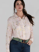 Dapplebay Dragonfly Meadow Breezy Button Up Top-Light Pink