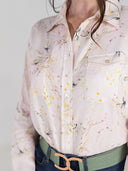 Dapplebay Dragonfly Meadow Breezy Button Up Top-Light Pink