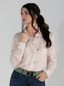 Dapplebay Dragonfly Meadow Breezy Button Up Top-Light Pink