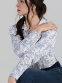 Dapplebay Equestrian Toile Breezy Button Up Top-Moonrise