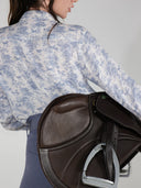 Dapplebay Equestrian Toile Breezy Button Up Top-Moonrise