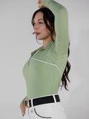 Dapplebay Lady 1/4 Zip Aircut LS Riding Top-Sage