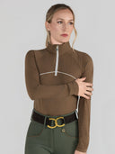 Dapplebay Lady 1/4 Zip Aircut LS Riding Top-Chestnut