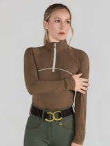 Dapplebay Lady 1/4 Zip Aircut LS Riding Top-Chestnut