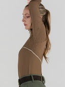 Dapplebay Lady 1/4 Zip Aircut LS Riding Top-Chestnut