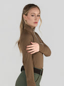 Dapplebay Lady 1/4 Zip Aircut LS Riding Top-Chestnut