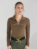 Dapplebay Lady 1/4 Zip Aircut LS Riding Top-Chestnut