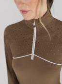 Dapplebay Lady 1/4 Zip Aircut LS Riding Top-Chestnut