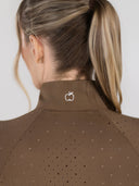 Dapplebay Lady 1/4 Zip Aircut LS Riding Top-Chestnut
