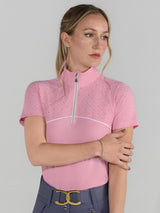 Dapplebay Lady 1/4 Zip Aircut SS Riding Top-Ballet Pink