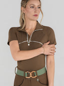 Dapplebay Lady 1/4 Zip Aircut SS Riding Top-Chestnut