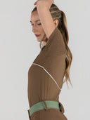 Dapplebay Lady 1/4 Zip Aircut SS Riding Top-Chestnut