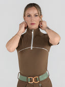 Dapplebay Lady 1/4 Zip Aircut SS Riding Top-Chestnut