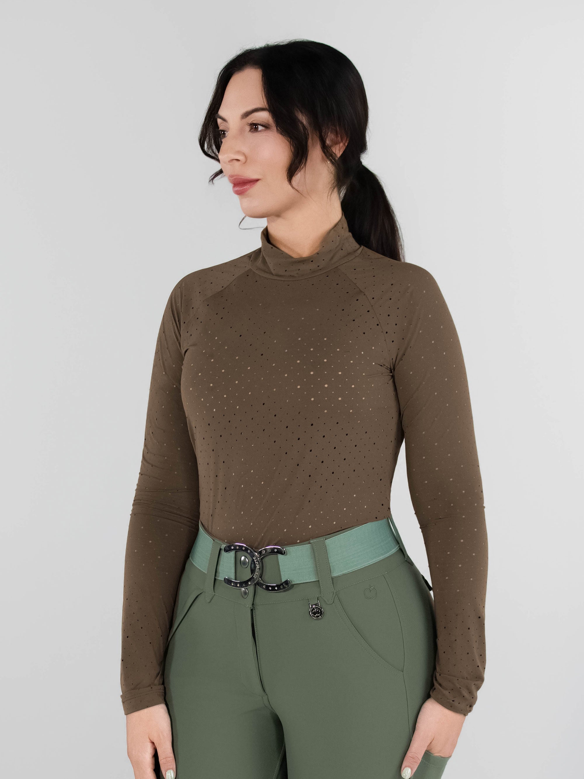 Dapplebay Vintage Floral 1/4 Zip LS Riding Top