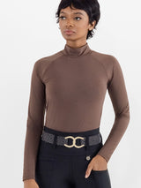 Dapplebay Aircut Mock Neck LS Top-Chocolate