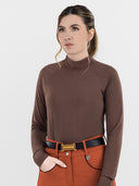 Dapplebay Aircut Mock Neck LS Top-Chocolate