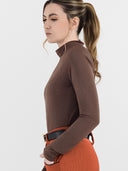Dapplebay Aircut Mock Neck LS Top-Chocolate