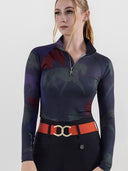 Dapplebay Abstract Horses 1/4 Zip LS Riding Top