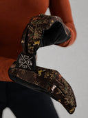 Dapplebay Autumn Toile Riding Gloves-Black