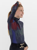 Dapplebay Kids Abstract Horses 1/4 Zip LS Riding Top-Purple Dusk