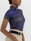 Dapplebay Abstract Horses 1/4 Zip SS Riding Top