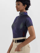 Dapplebay Abstract Horses 1/4 Zip SS Riding Top