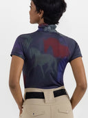 Dapplebay Abstract Horses 1/4 Zip SS Riding Top