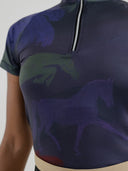 Dapplebay Abstract Horses 1/4 Zip SS Riding Top