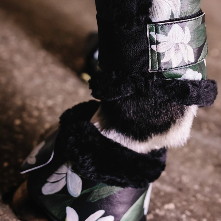 Black Magnolia Floral Bell Boots ~ LIMITED EDITION