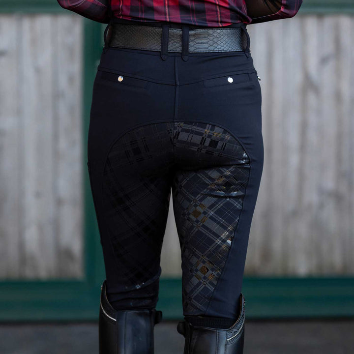 Dapplebay Holiday Plaid Full Seat Compression Breeches - Black