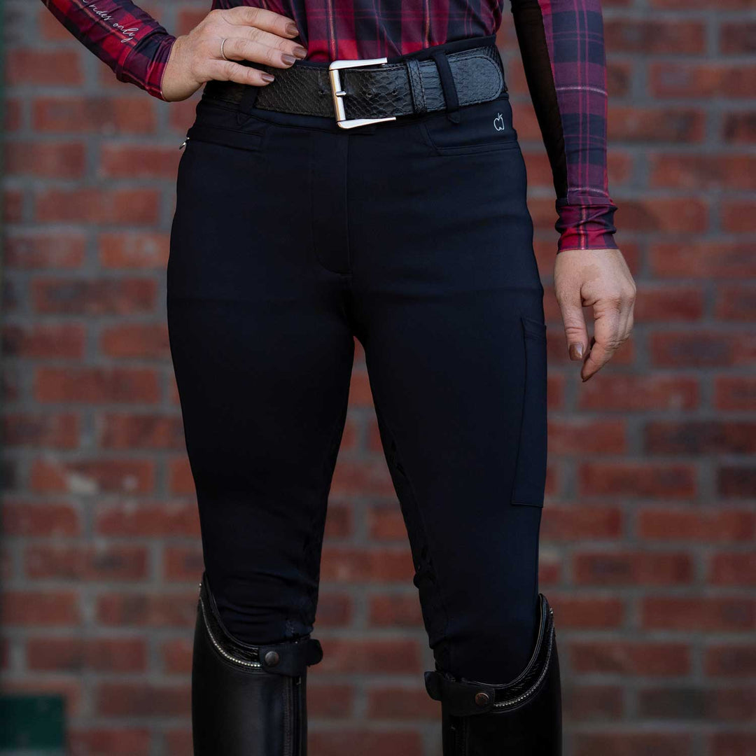 Dapplebay Holiday Plaid Full Seat Compression Breeches - Black