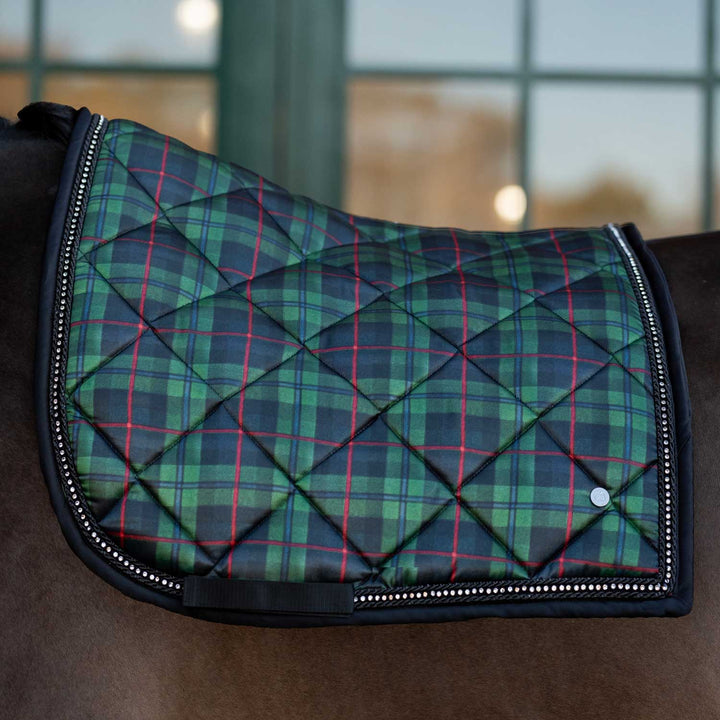 Dapplebay Holiday Plaid Dressage Saddle Pad-GREEN