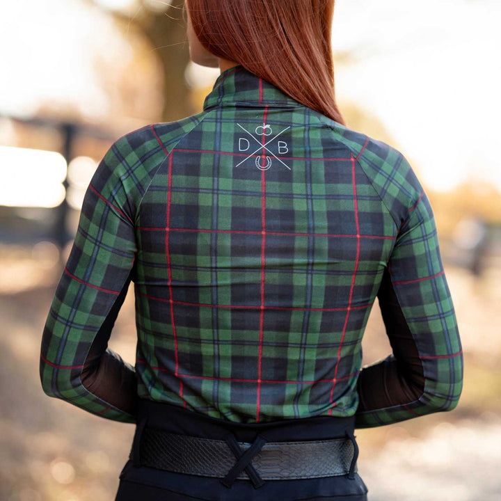 Dapplebay Holiday Plaid 1/4 Zip Light Riding Top - Green