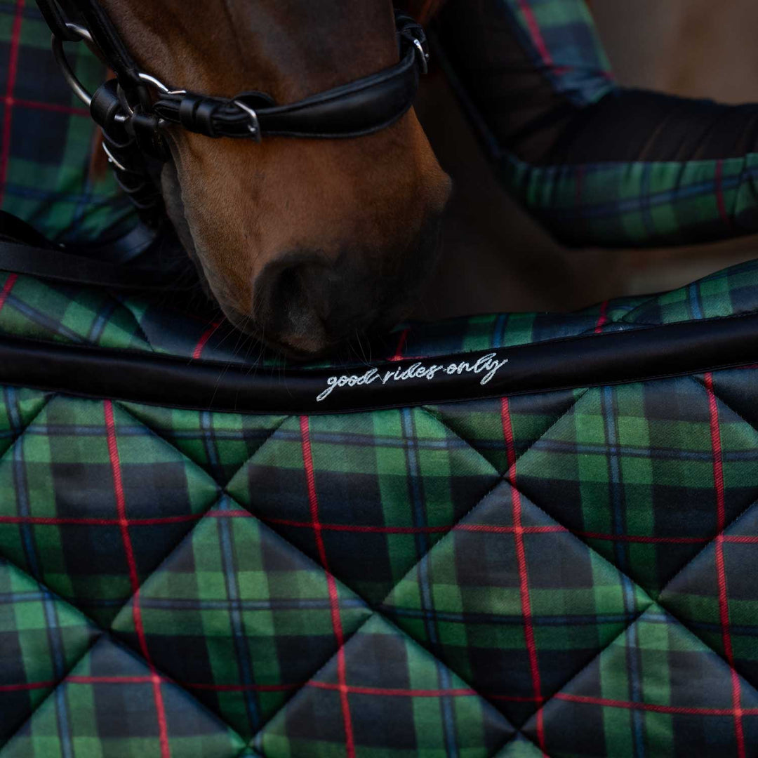 Dapplebay Holiday Plaid Dressage Saddle Pad-GREEN