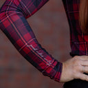Dapplebay Holiday Plaid 1/4 Zip Light Riding Top - Red
