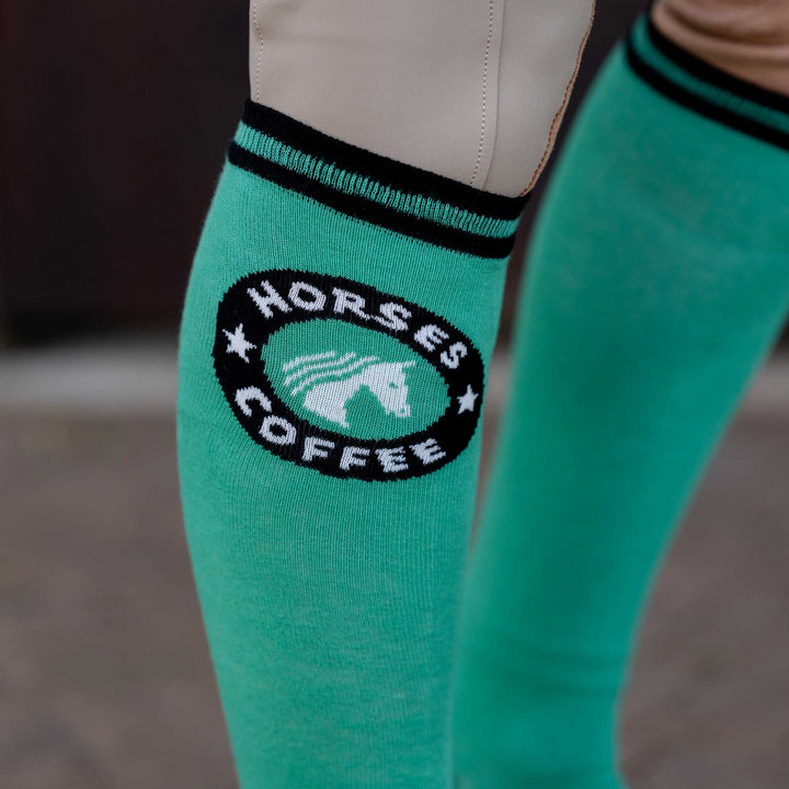 Dapplebay Knit Boot Socks - Horses & Coffee