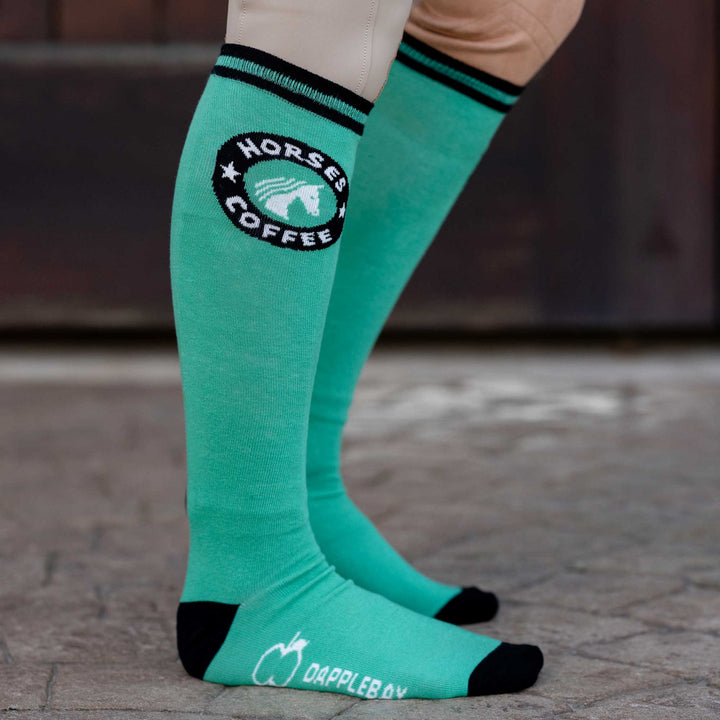 Dapplebay Knit Boot Socks - Horses & Coffee