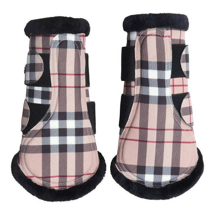 Dapplebay Holiday Plaid Brush Boots-Tan