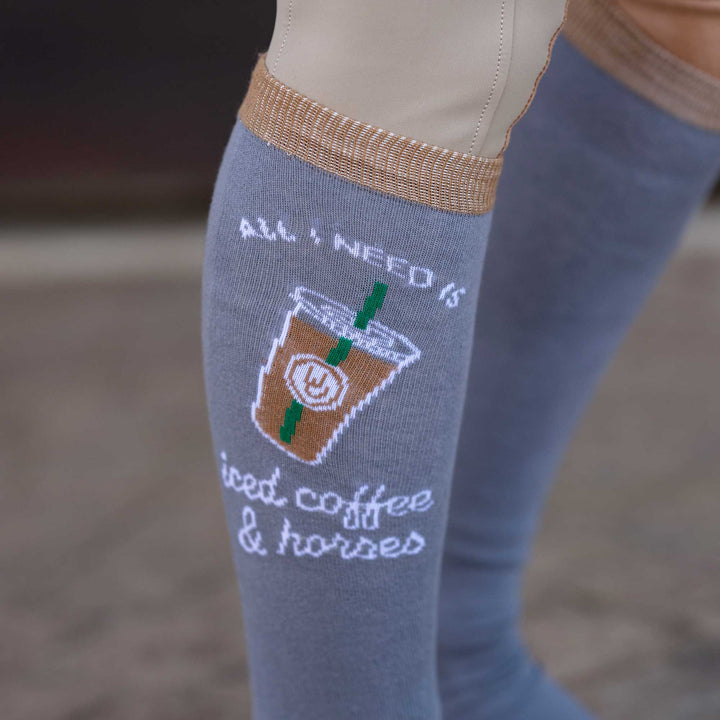 Dapplebay Knit Boot Socks - Iced Coffee & Horses