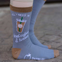 Dapplebay Knit Crew Socks - Iced Coffee & Horses