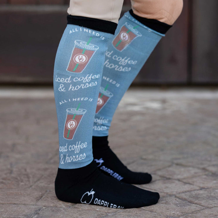 Dapplebay Slick Boot Socks - Iced Coffee & Horses