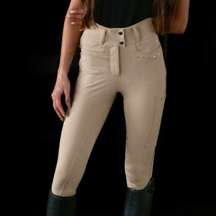 Dapplebay Shine On Compression Full Seat Show Breeches - Tan