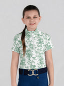 Dapplebay Kids Green Equestrian Toile 1/4 Zip - Short Sleeve