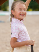 Dapplebay Kids Pink Gingham 1/4 Zip - Short Sleeve-Pink/White