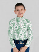 Dapplebay Kids Green Equestrian Toile 1/4 Zip - Long Sleeve